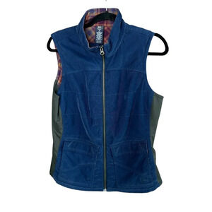 REI Co-op Riverstone Insulated Navy Blue Corduroy Plaid Hiking Vest Size Medium